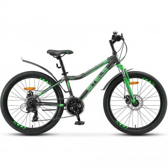 Велосипед STELS Navigator 24" 410 MD V010 черный/зеленый (LU091556), рама 12", 2023