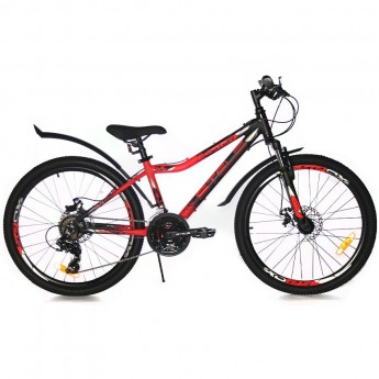 Велосипед STELS Navigator 24" 450 MD V030 черный неоновый/красный (LU093466), рама 13", 2023