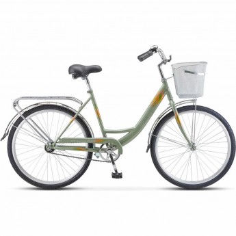 Велосипед STELS Navigator 26" 245 Z010 оливковый (с корзиной) (LU093460) рама 19"